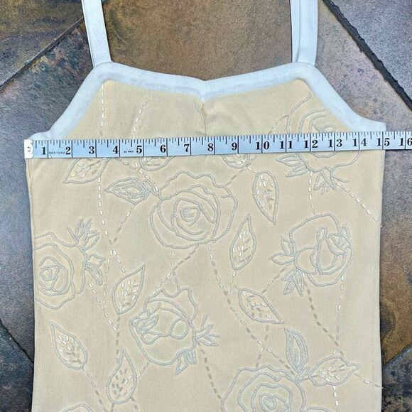 Insight Floral Cream Beaded Tank Top Medium - Picture 5 of 11